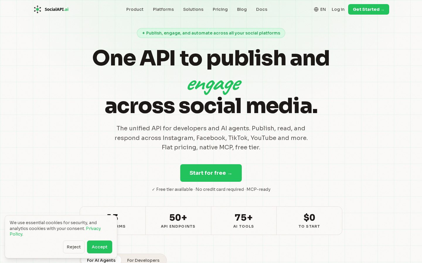 SocialAPI.ai Homepage
