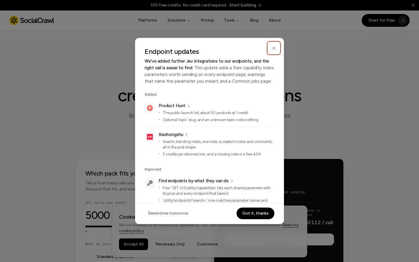 SocialCrawl Pricing