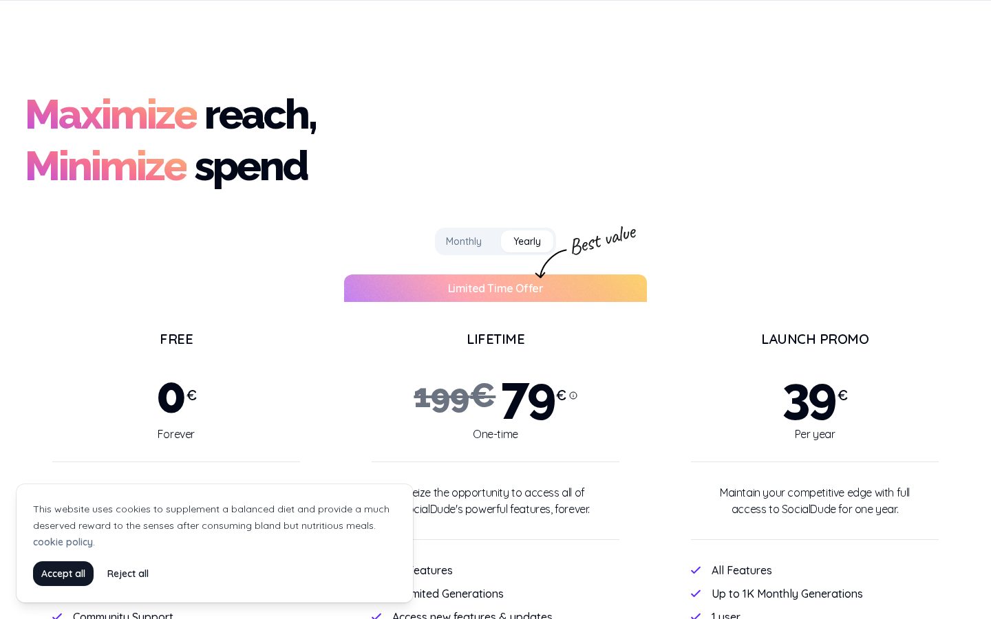 SocialDude.ai Pricing