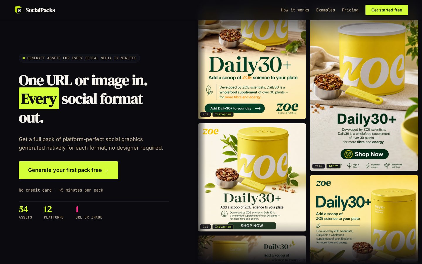 SocialPacks Homepage