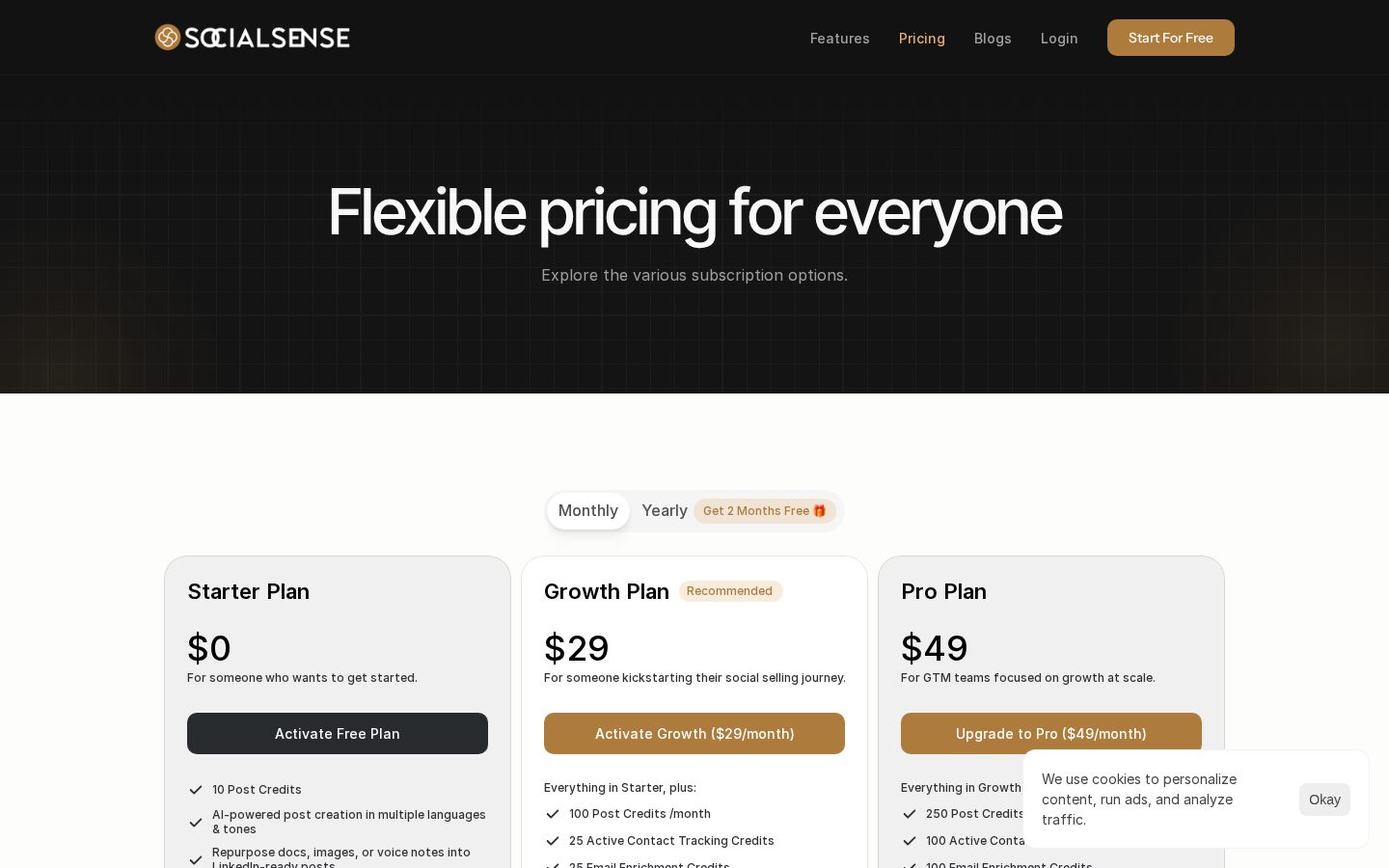 SocialSense Pricing