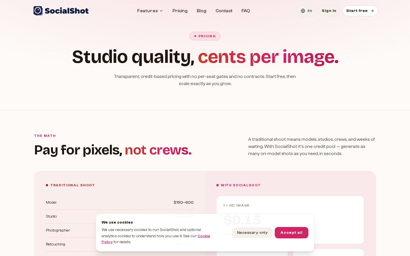 SocialShot AI Pricing