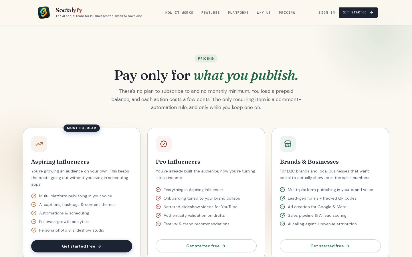 Socialyfy Pricing