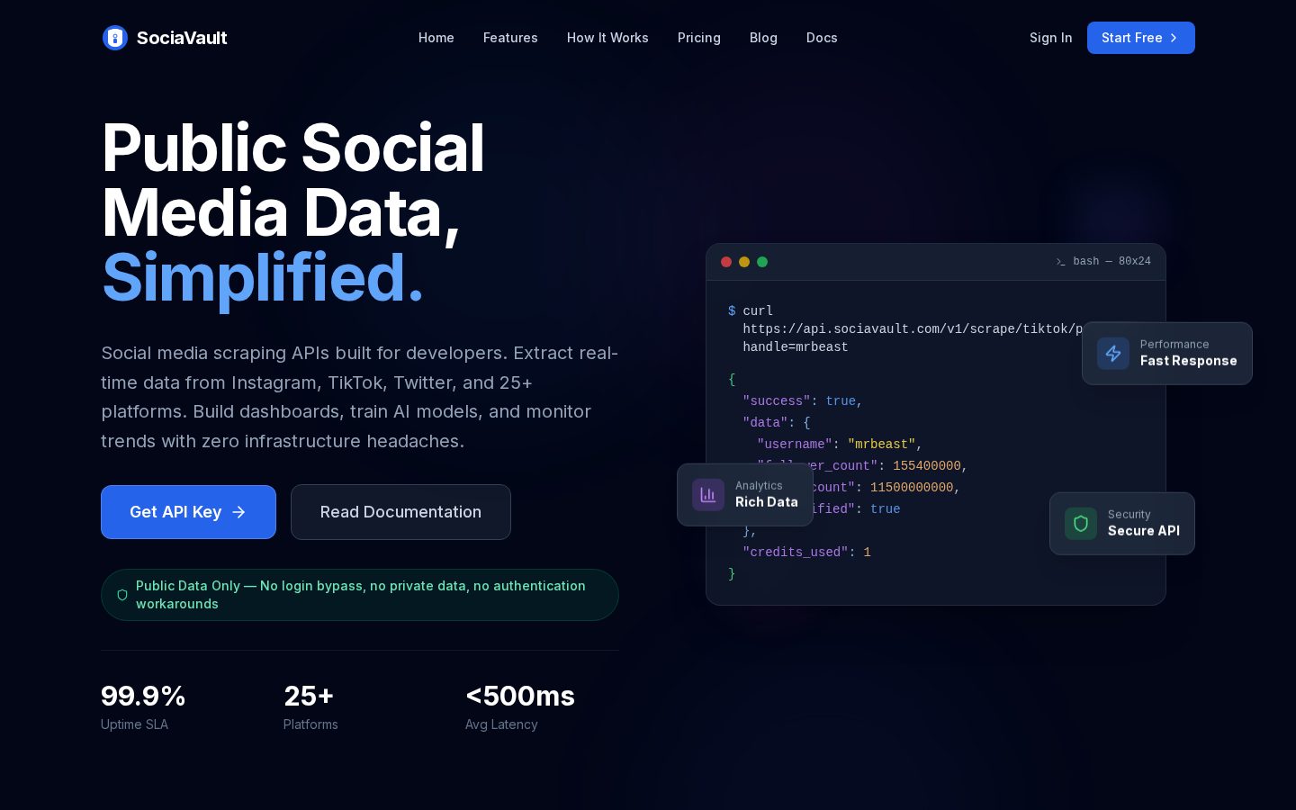 Sociavault Homepage