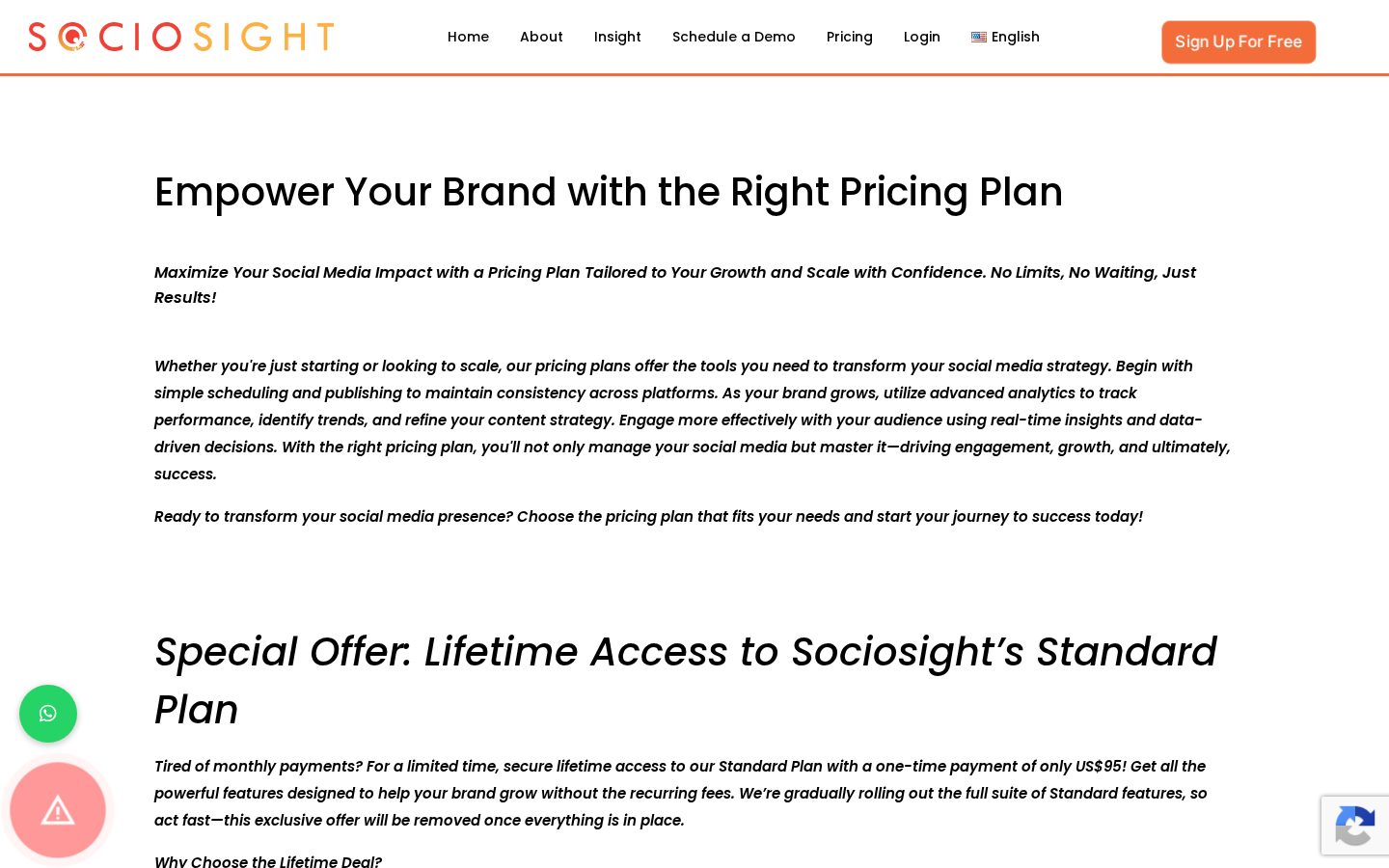 Sociosight Pricing
