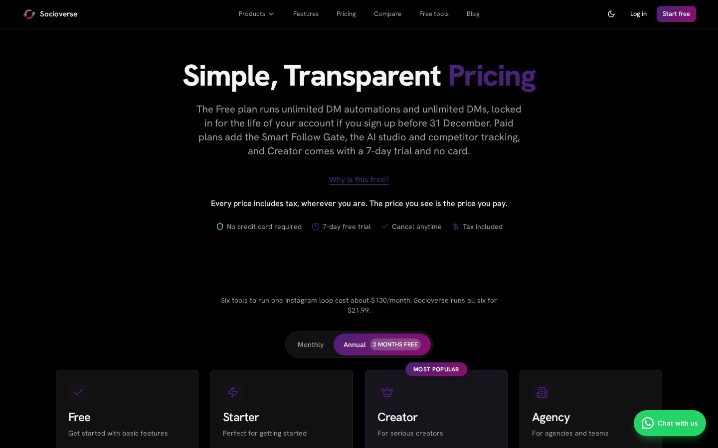 Socioverse Pricing