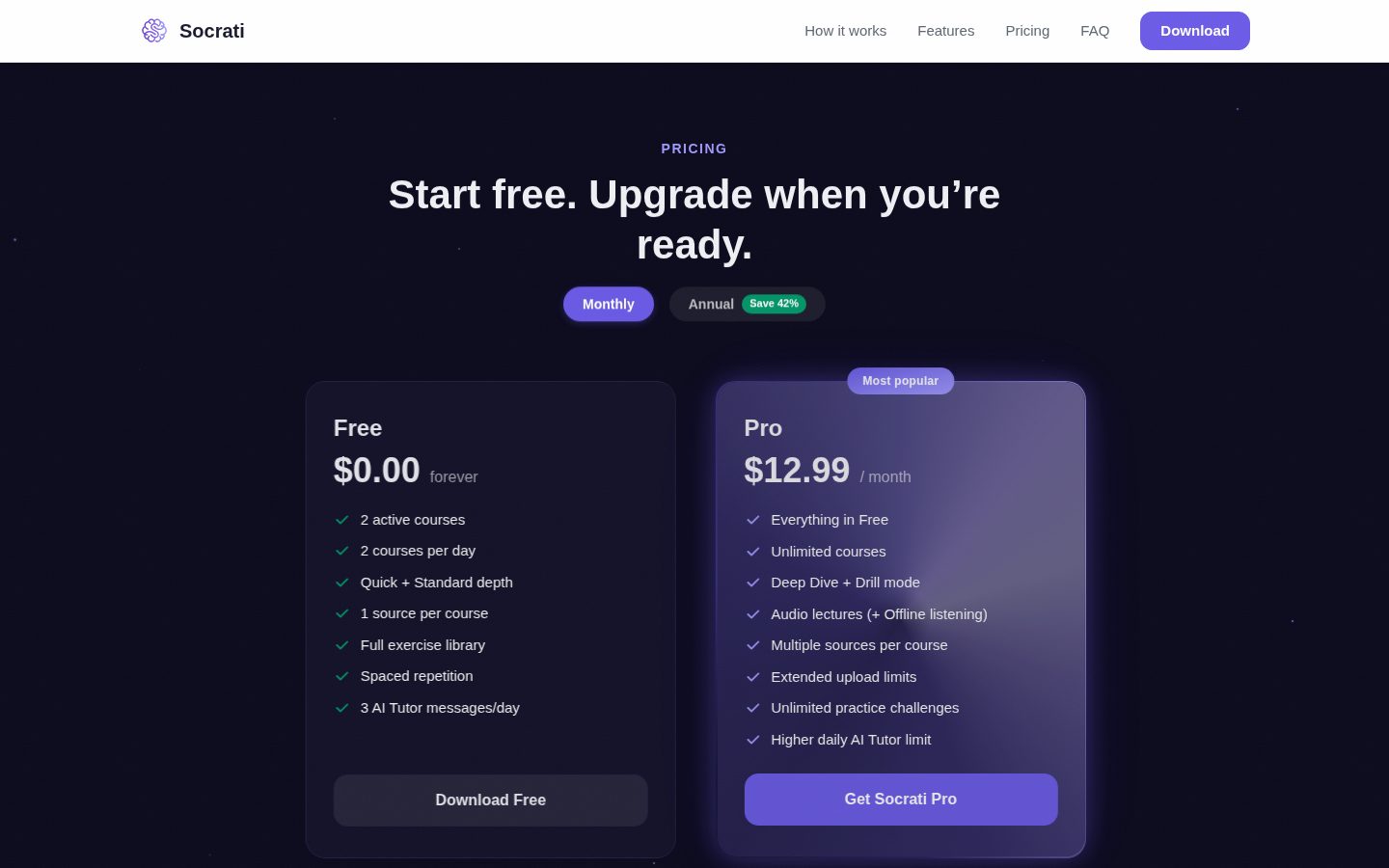 Socrati Pricing