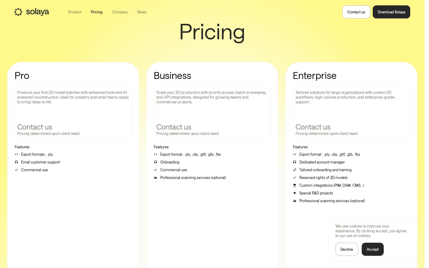 SOLAYA Pricing
