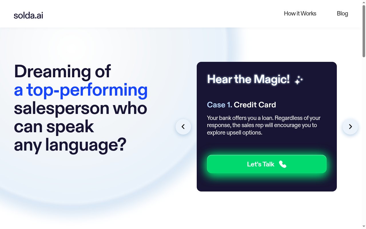Solda AI homepage