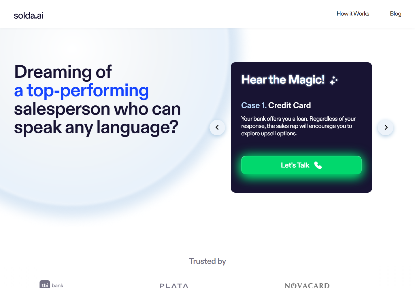 Solda AI homepage