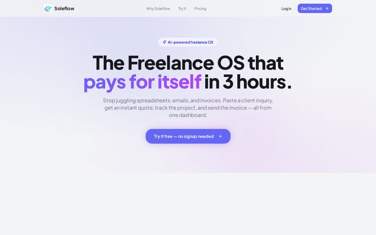 Soleflow.io Homepage