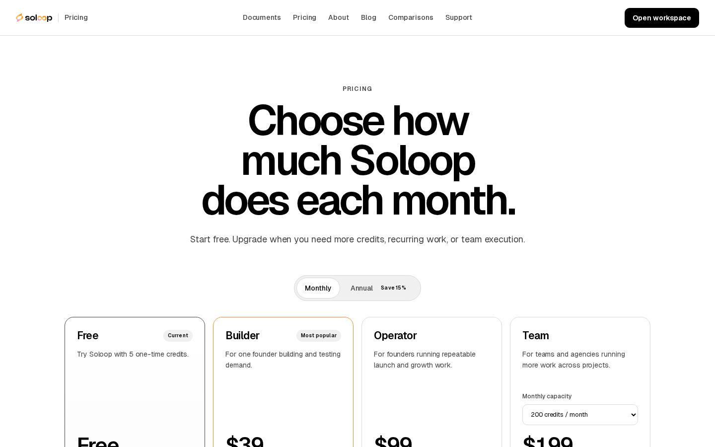 Soloop Pricing