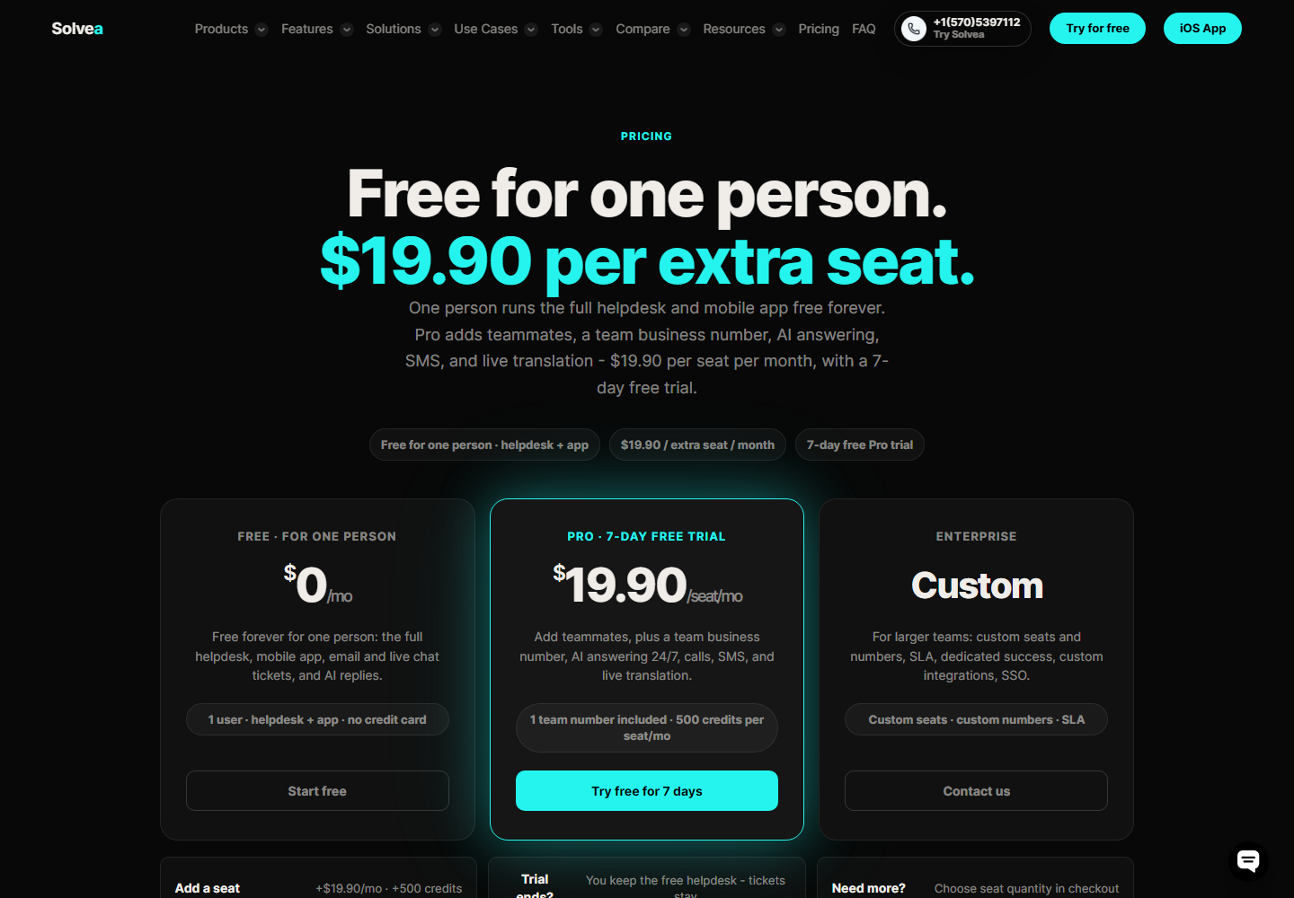 Solvea pricing