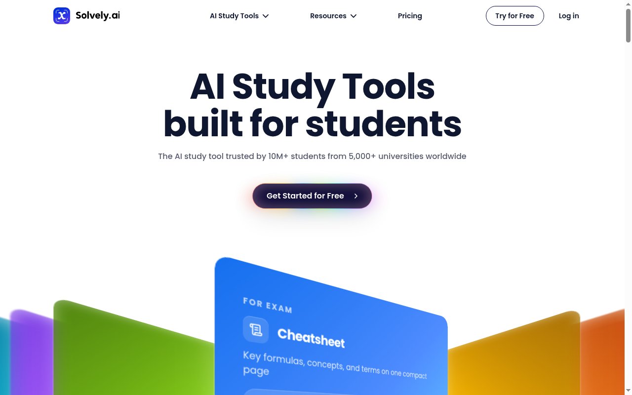 Solvely homepage