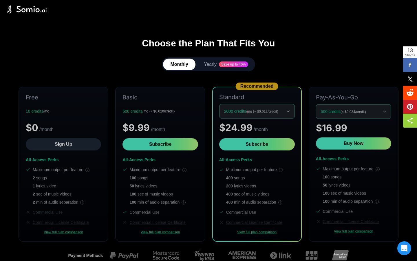 Somio AI Pricing