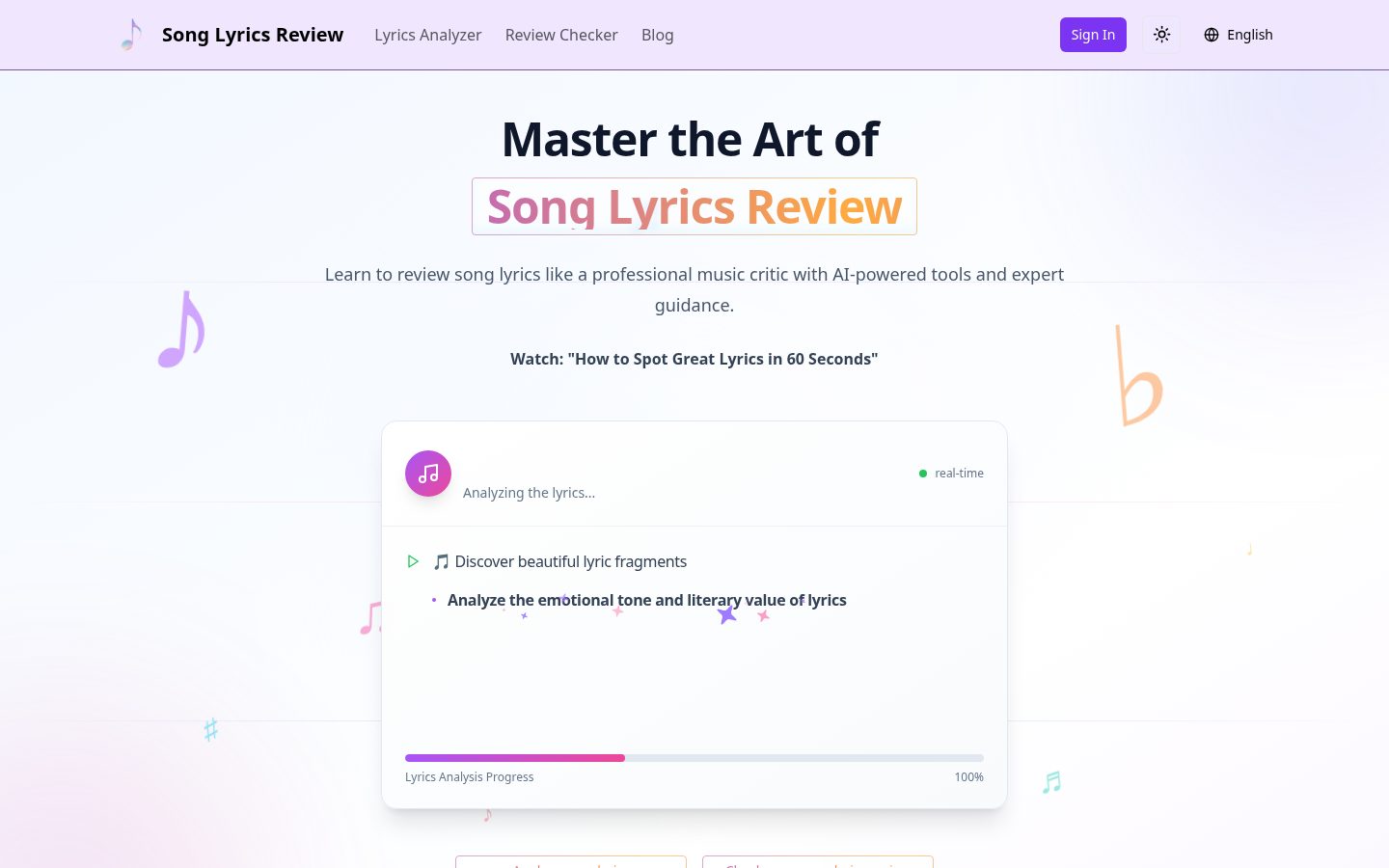Song Lyrics Review Homepage