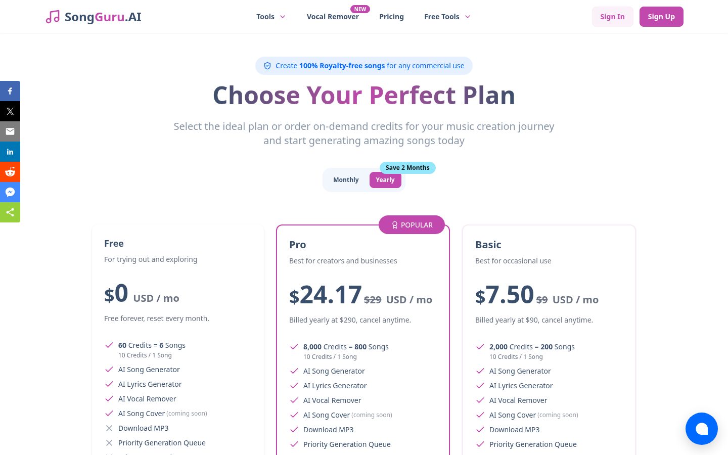 SongGuru Pricing