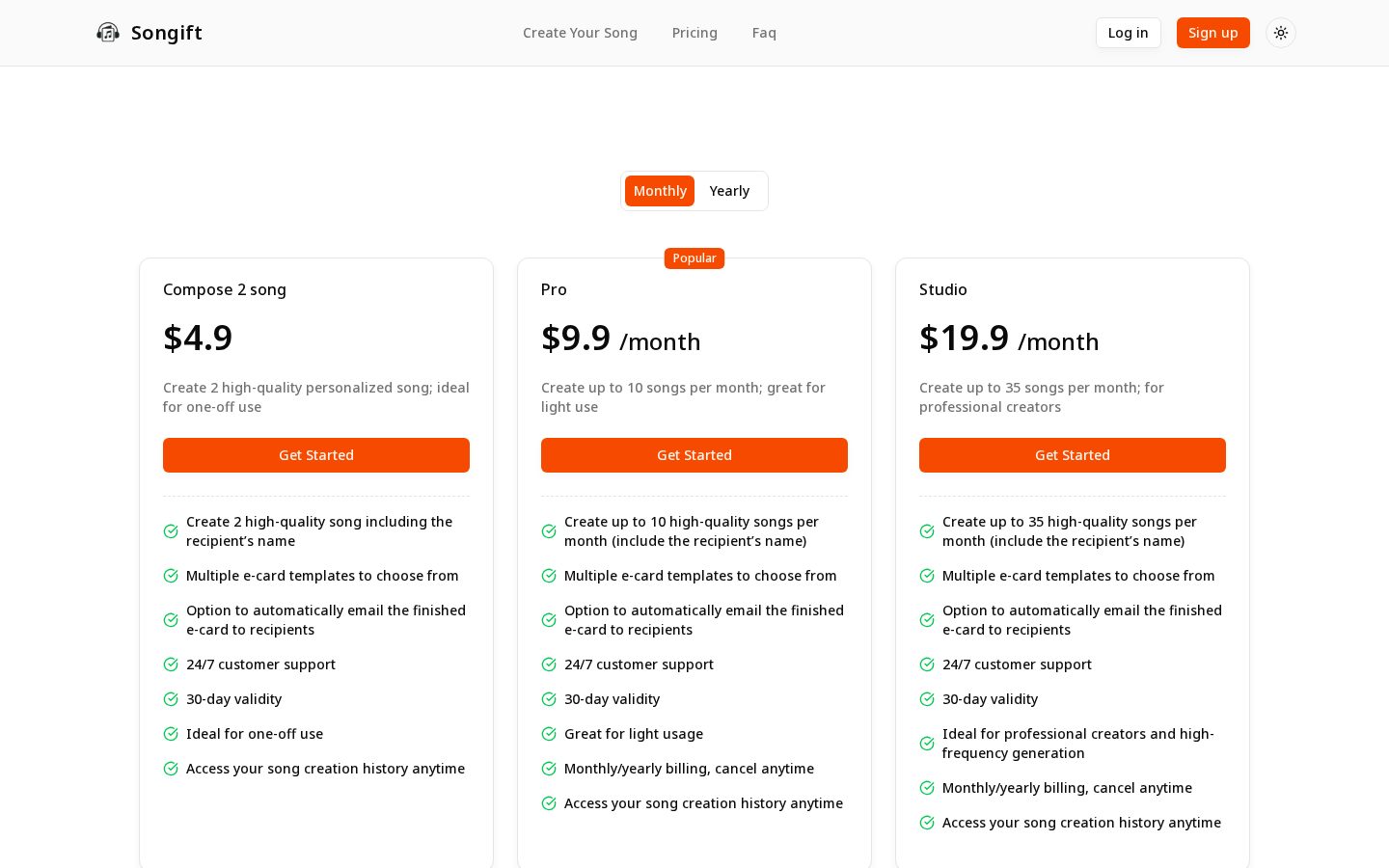 songift Pricing