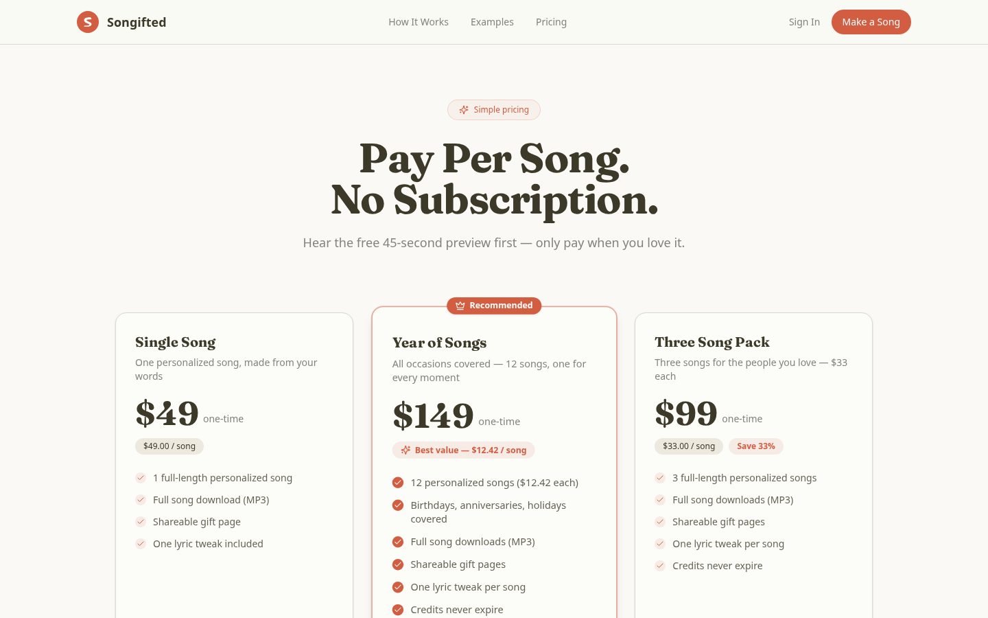 Songifted Pricing