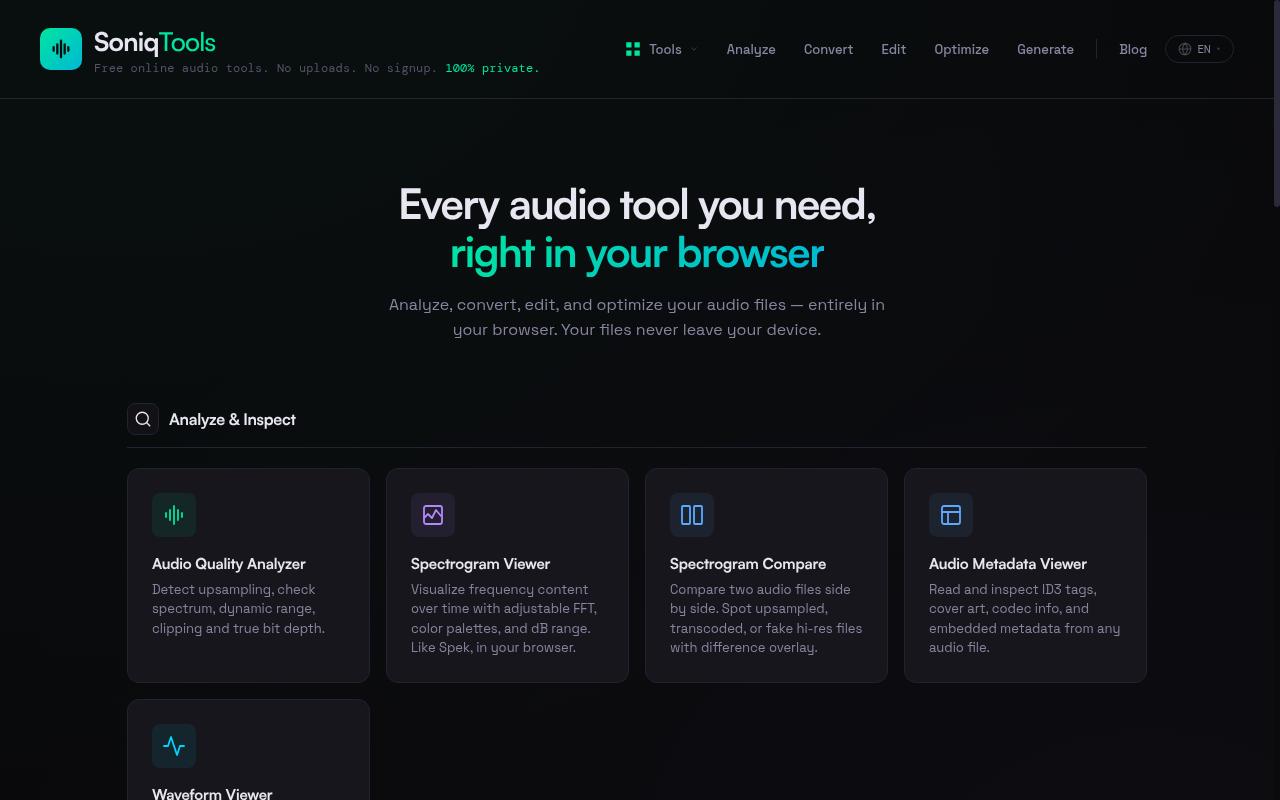 SoniqTools Homepage