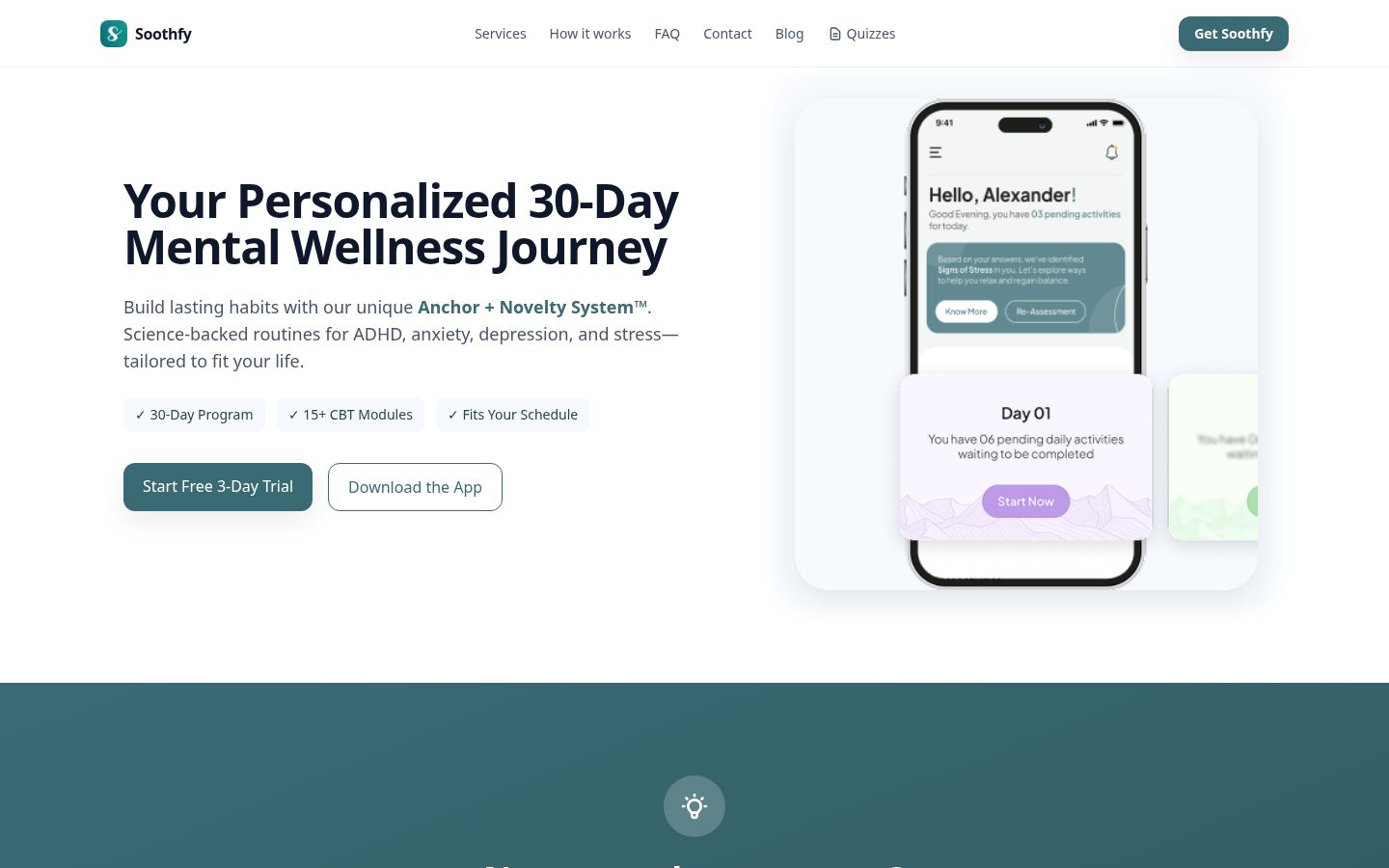 Soothfy Ai Daily Routine Homepage