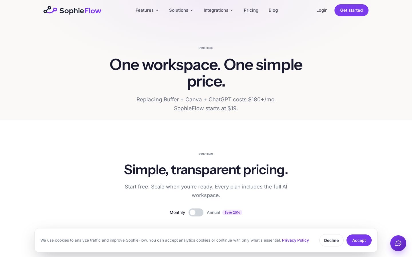 SophieFlow Pricing