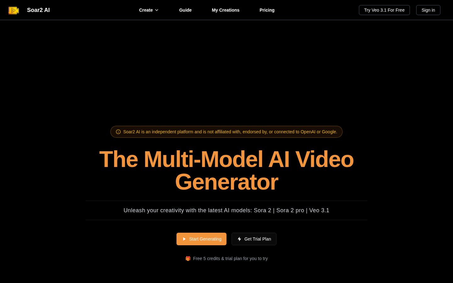 Sora 2 Powered AI Video Generator Homepage