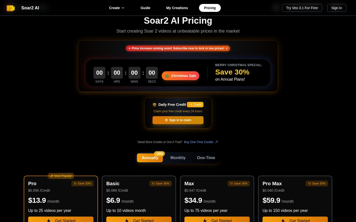Sora 2 Powered AI Video Generator Pricing