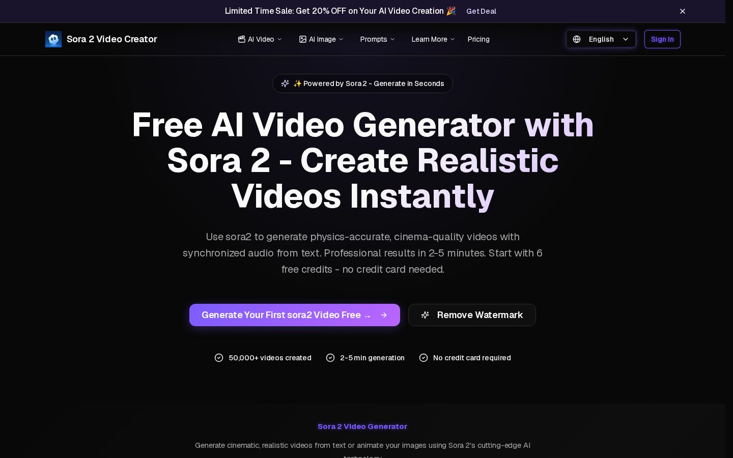 Sora 2 Video Creator Homepage