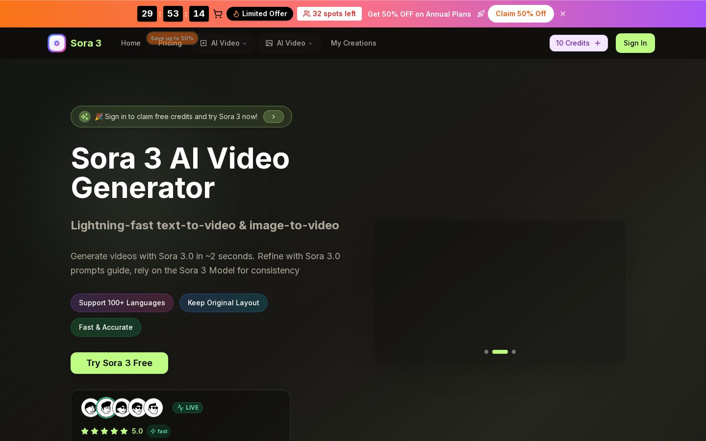 sora 3 Homepage