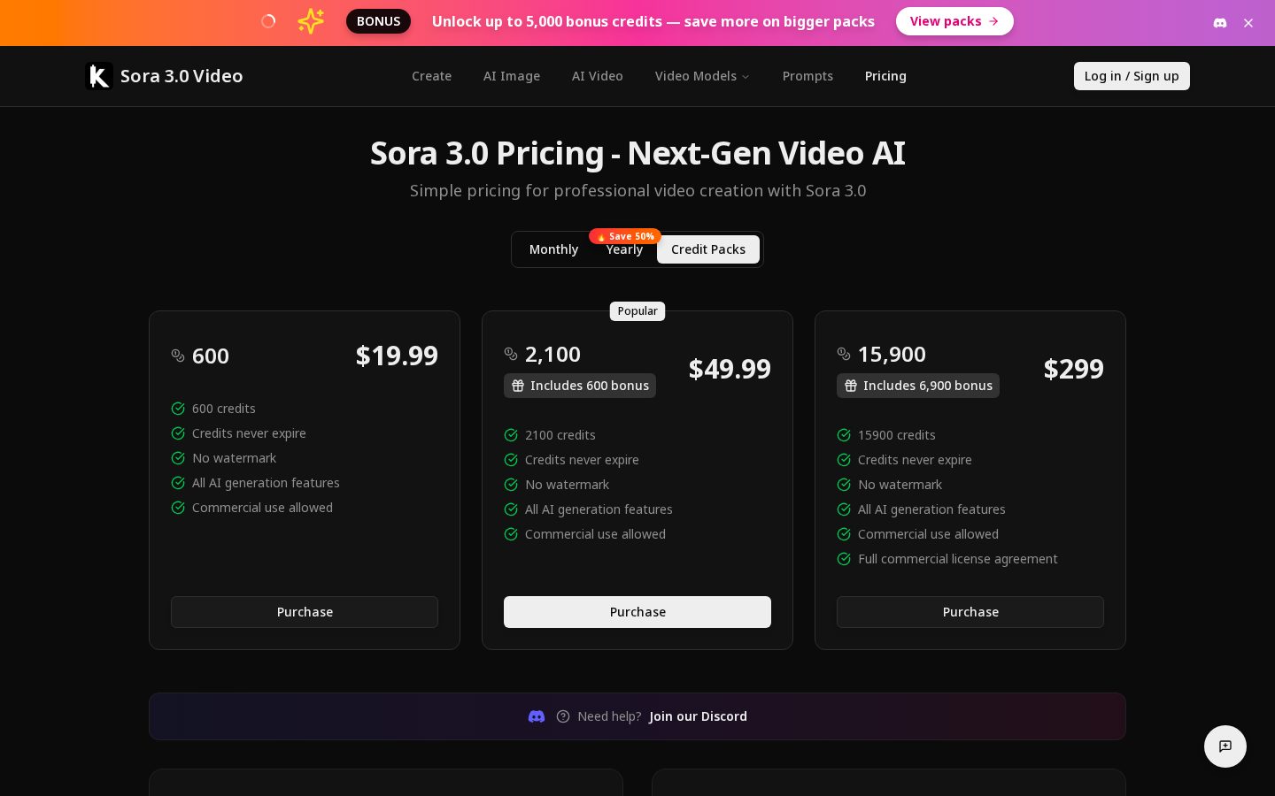 Sora 3.0 Pricing