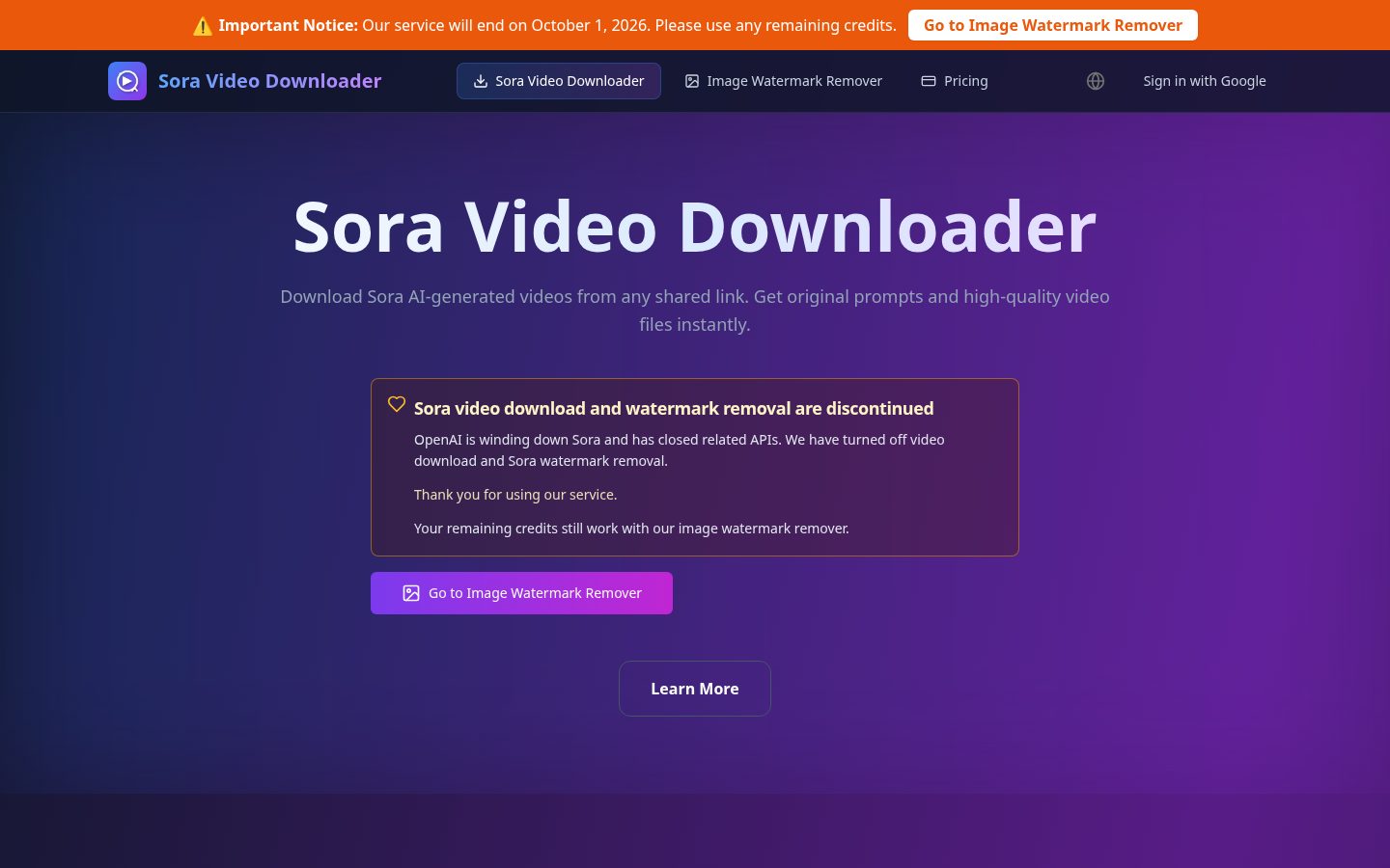 Sora Video Downloader Homepage