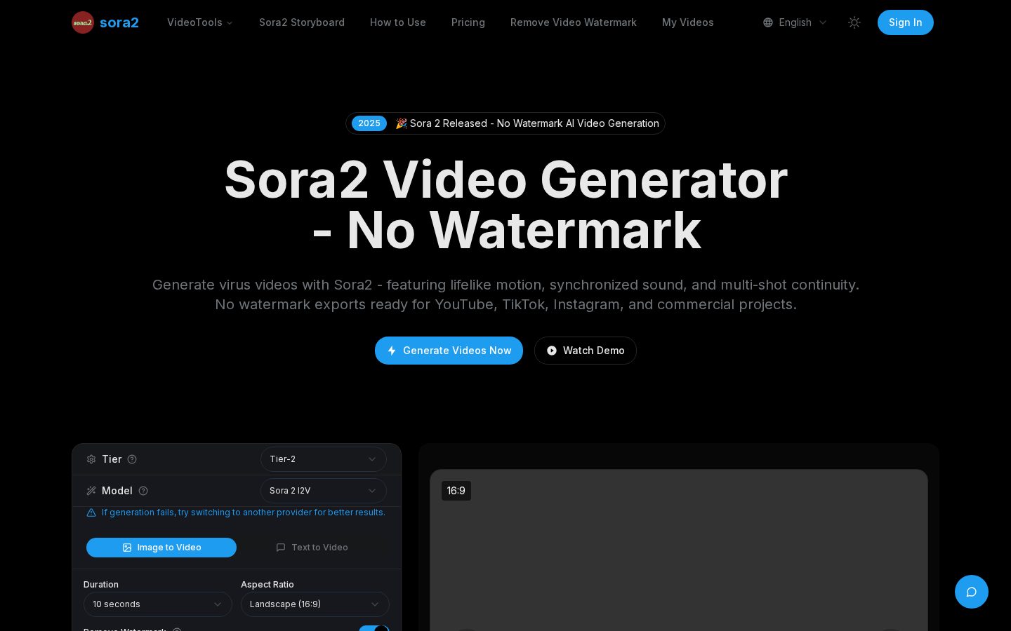 sora2videogenerator Homepage