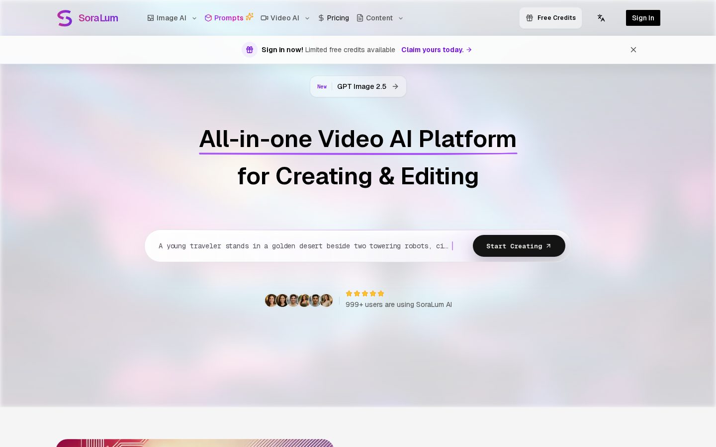 SoraLum AI Homepage