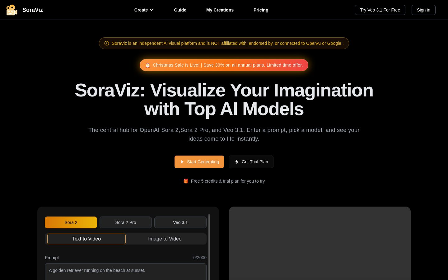 SoraViz: Visualize Text to Video Homepage