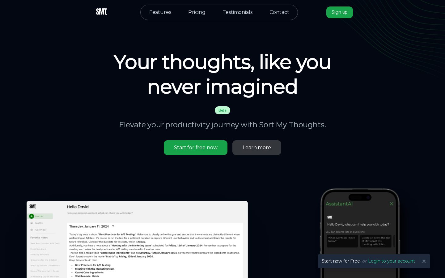 Sort My Thoughts Homepage