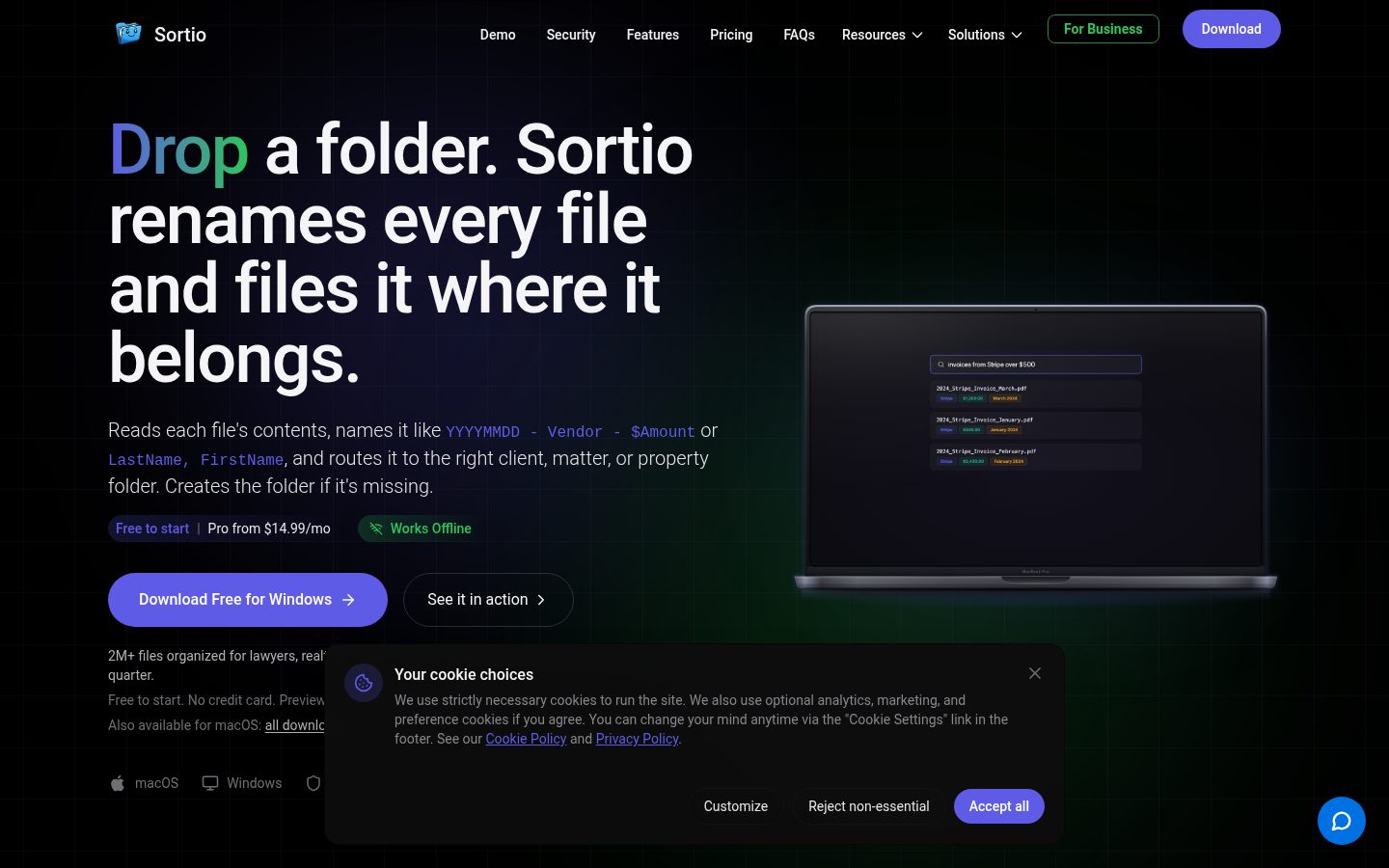 Sortio Homepage