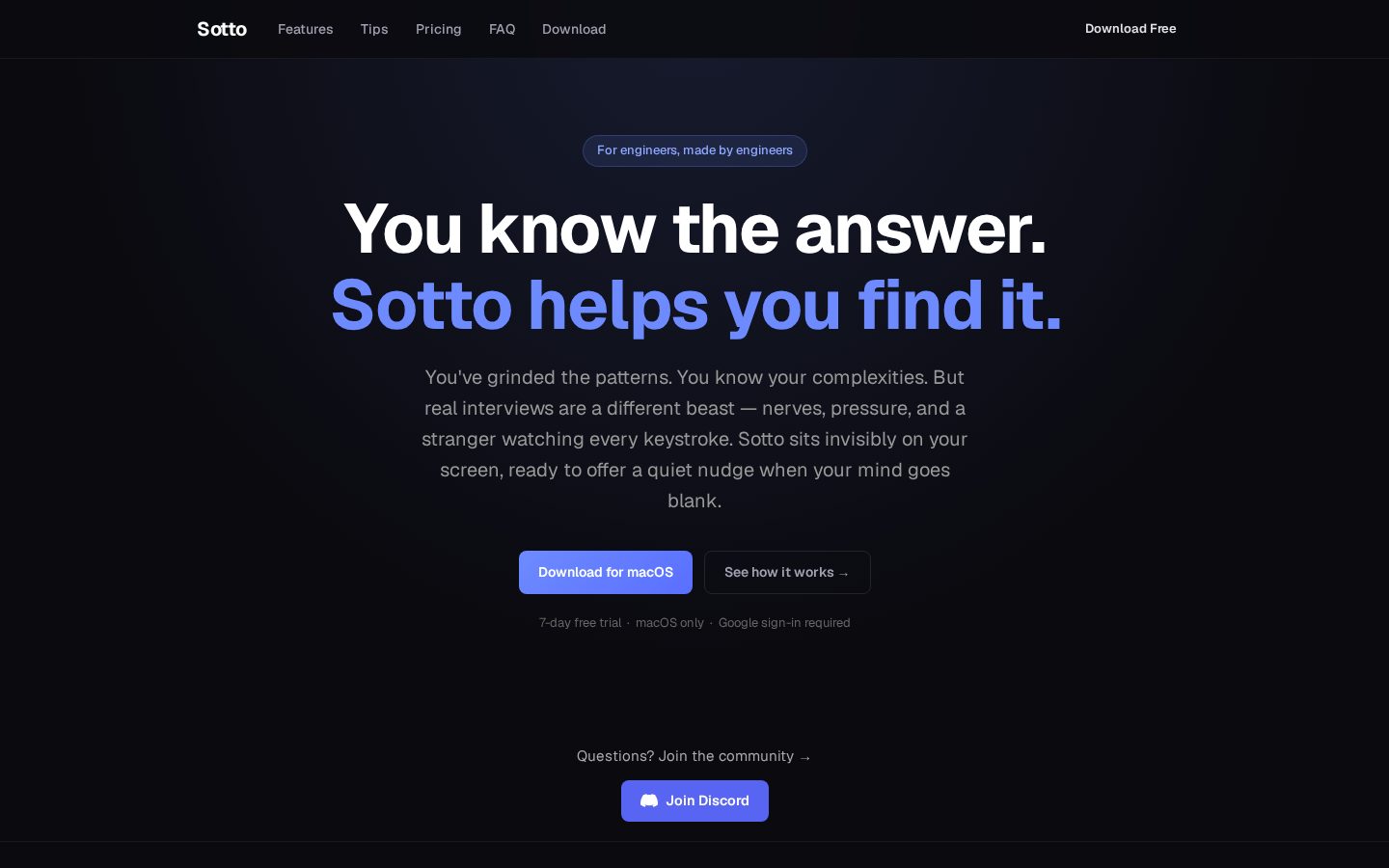 Sotto Homepage