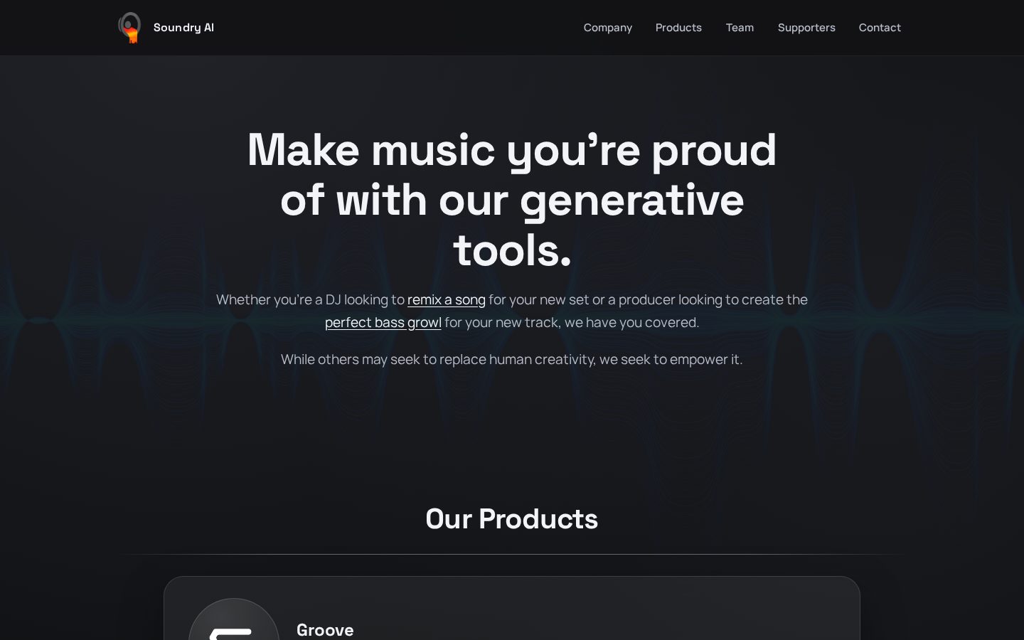 Soundry AI Homepage