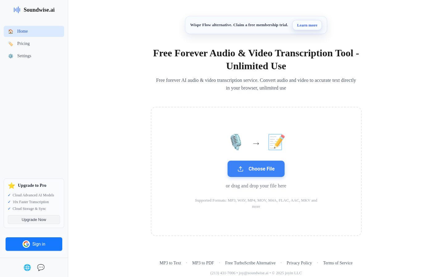 SoundWise.ai Homepage