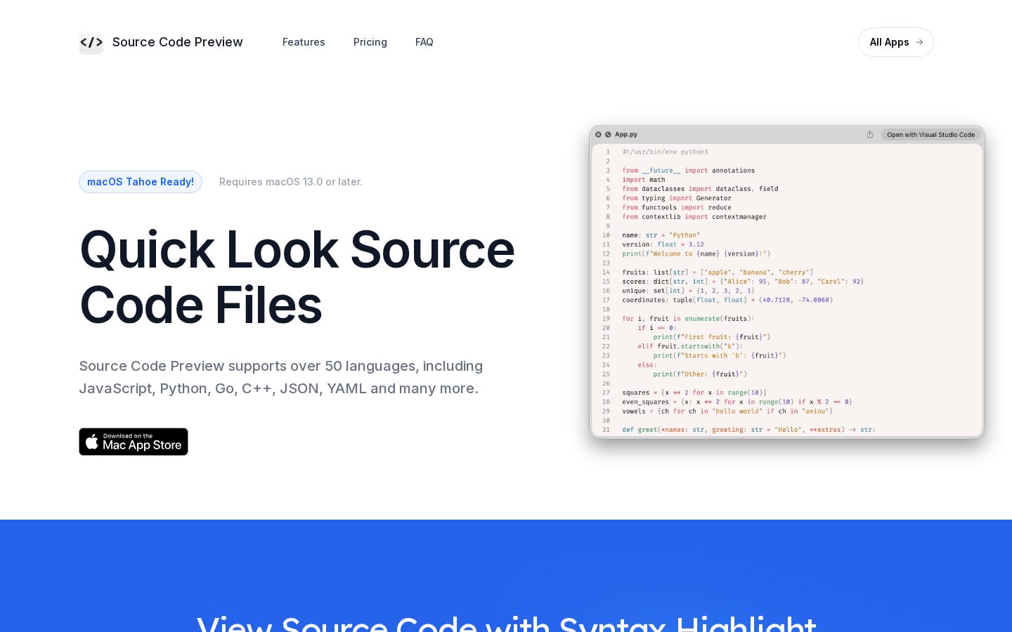 Source Code Preview Homepage
