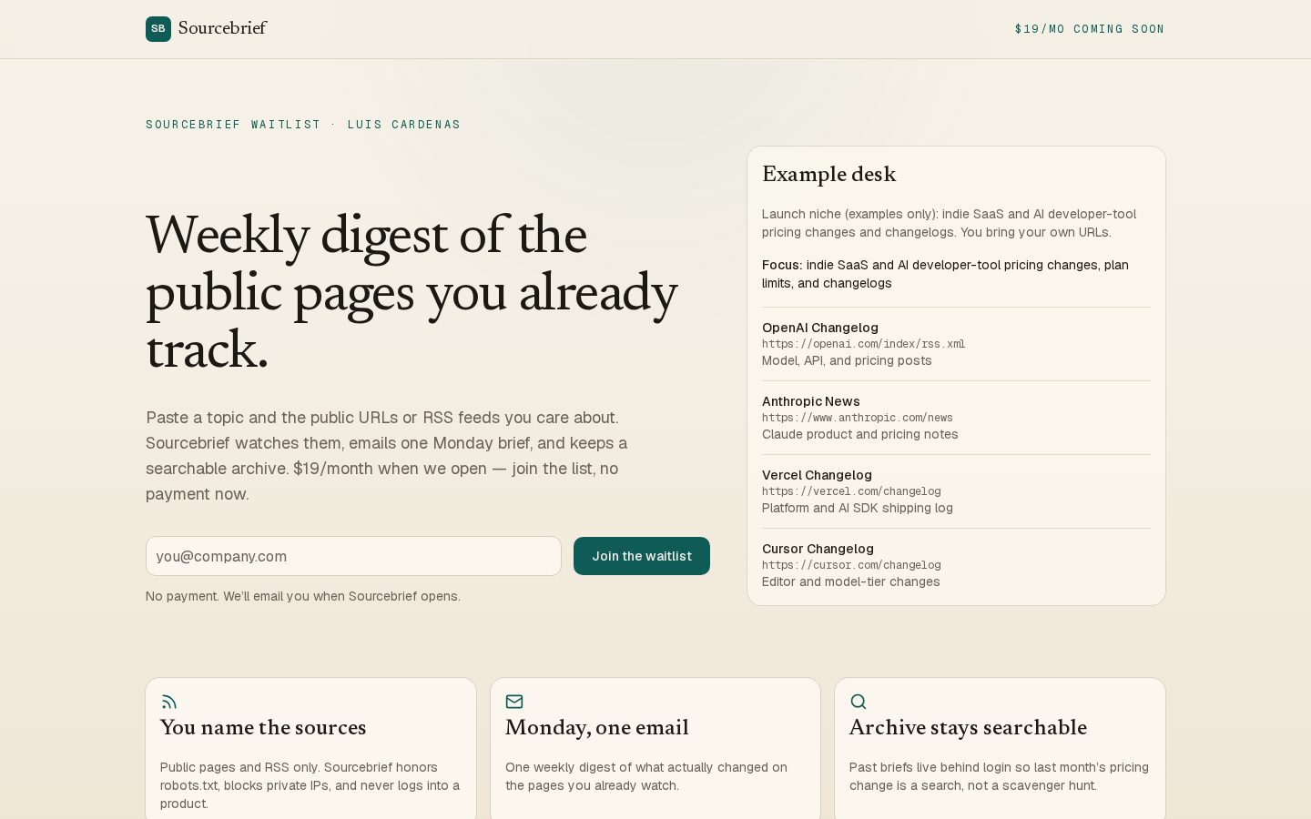 Sourcebrief Homepage