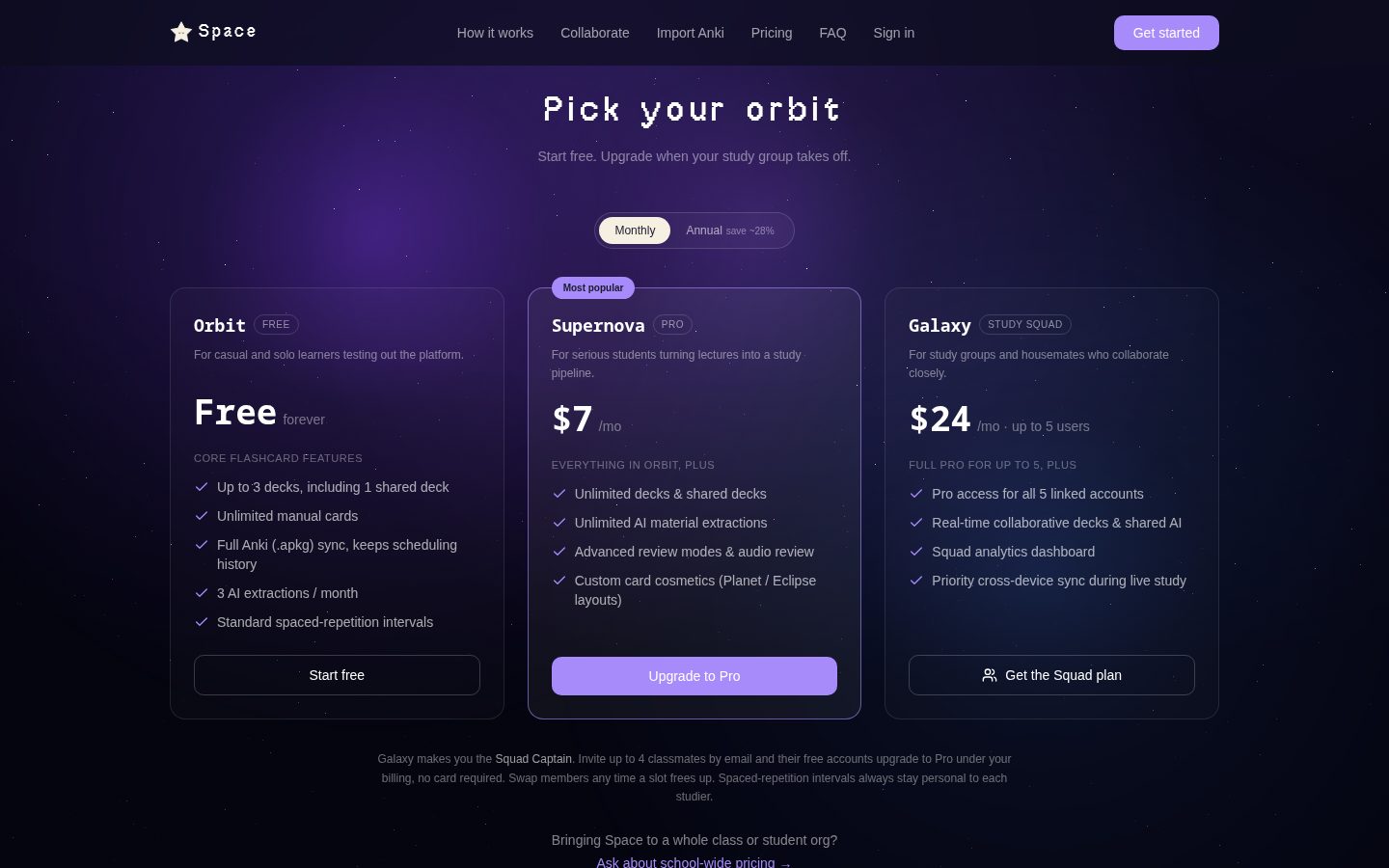 Space Pricing