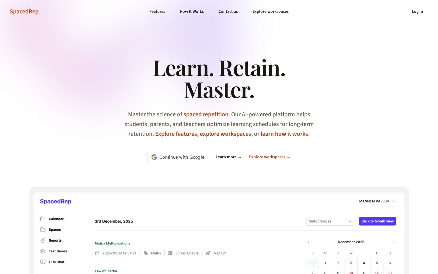 SpacedRep Homepage