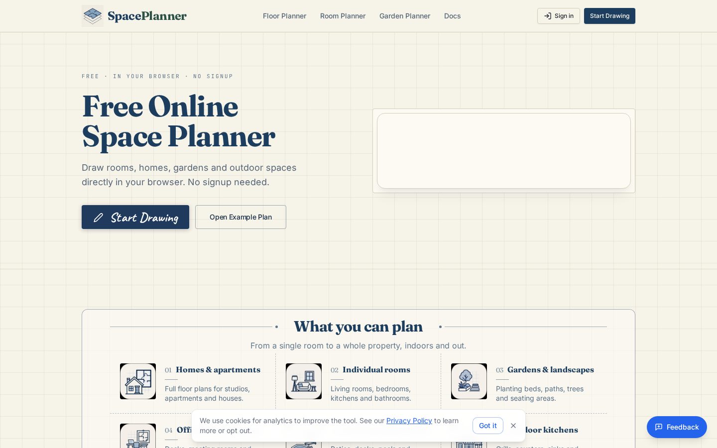 SpacePlanner Homepage