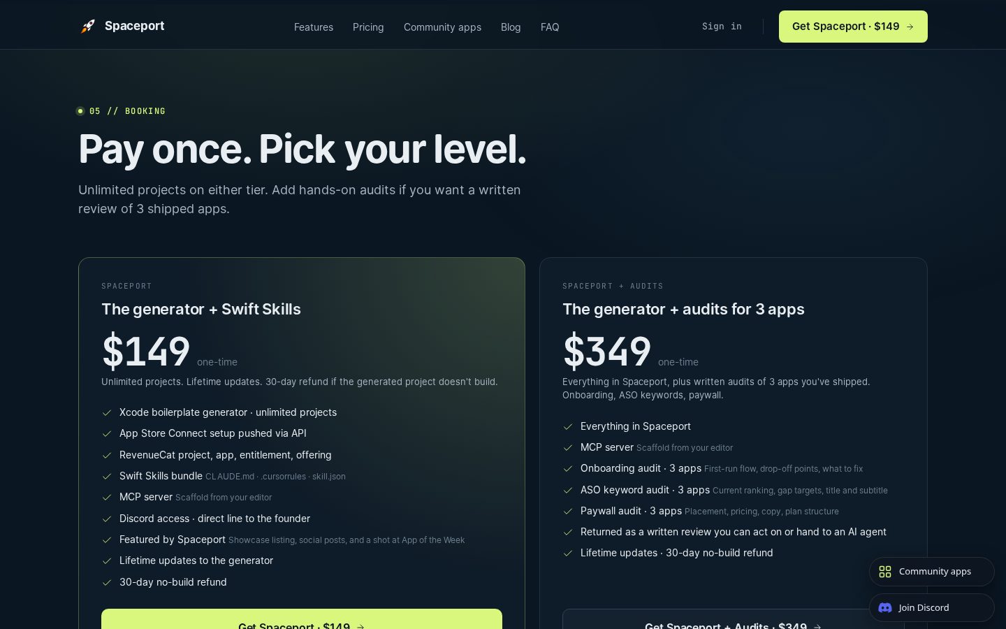 Spaceport Pricing