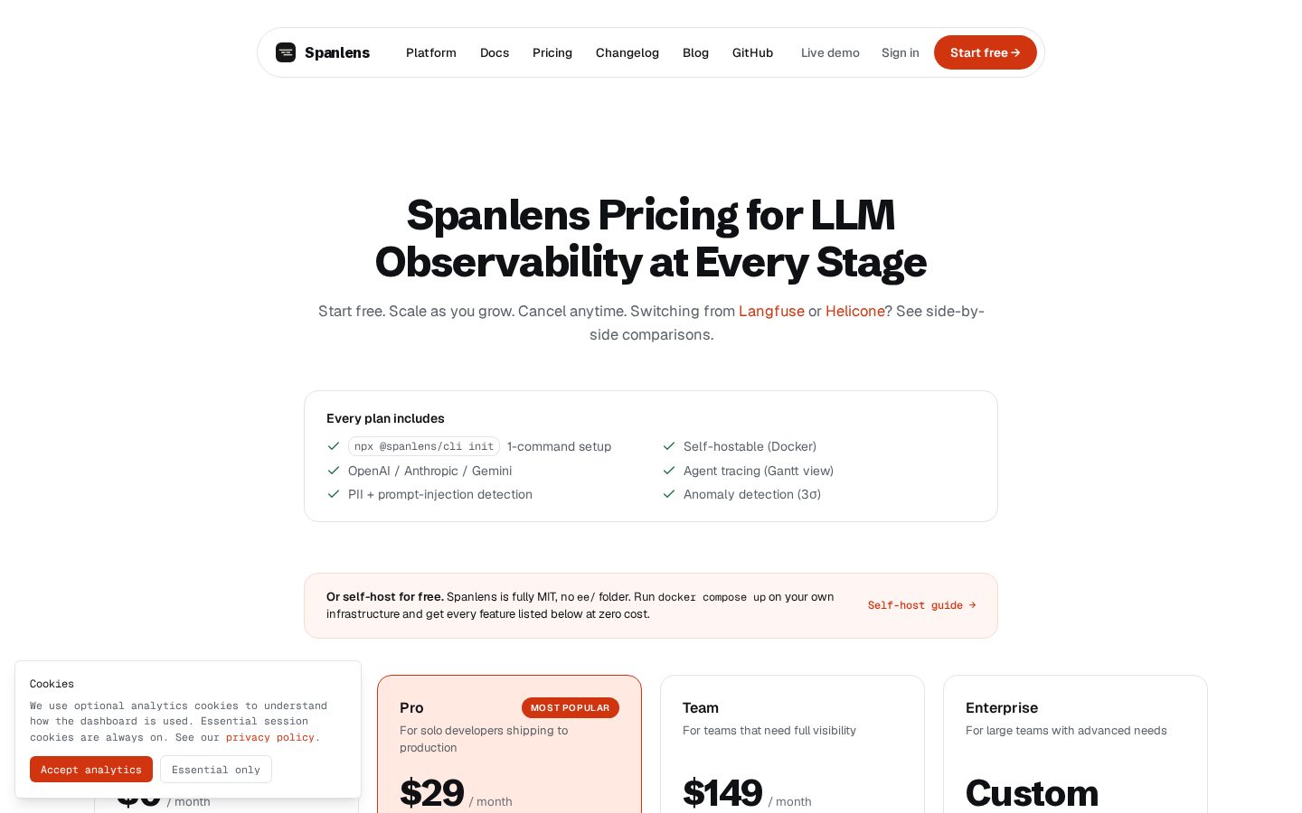 Spanlens Pricing
