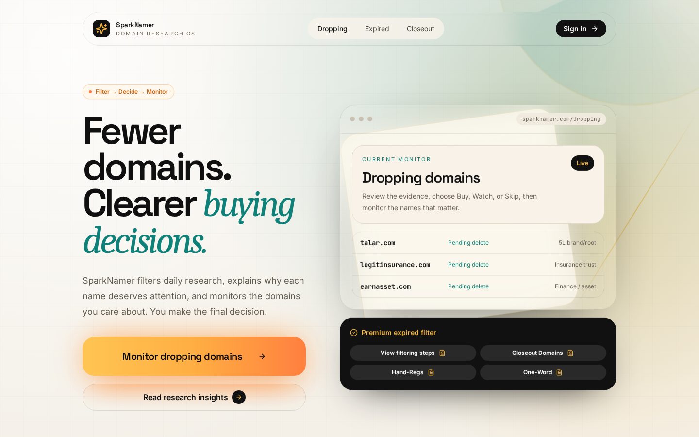 Spark Namer Homepage