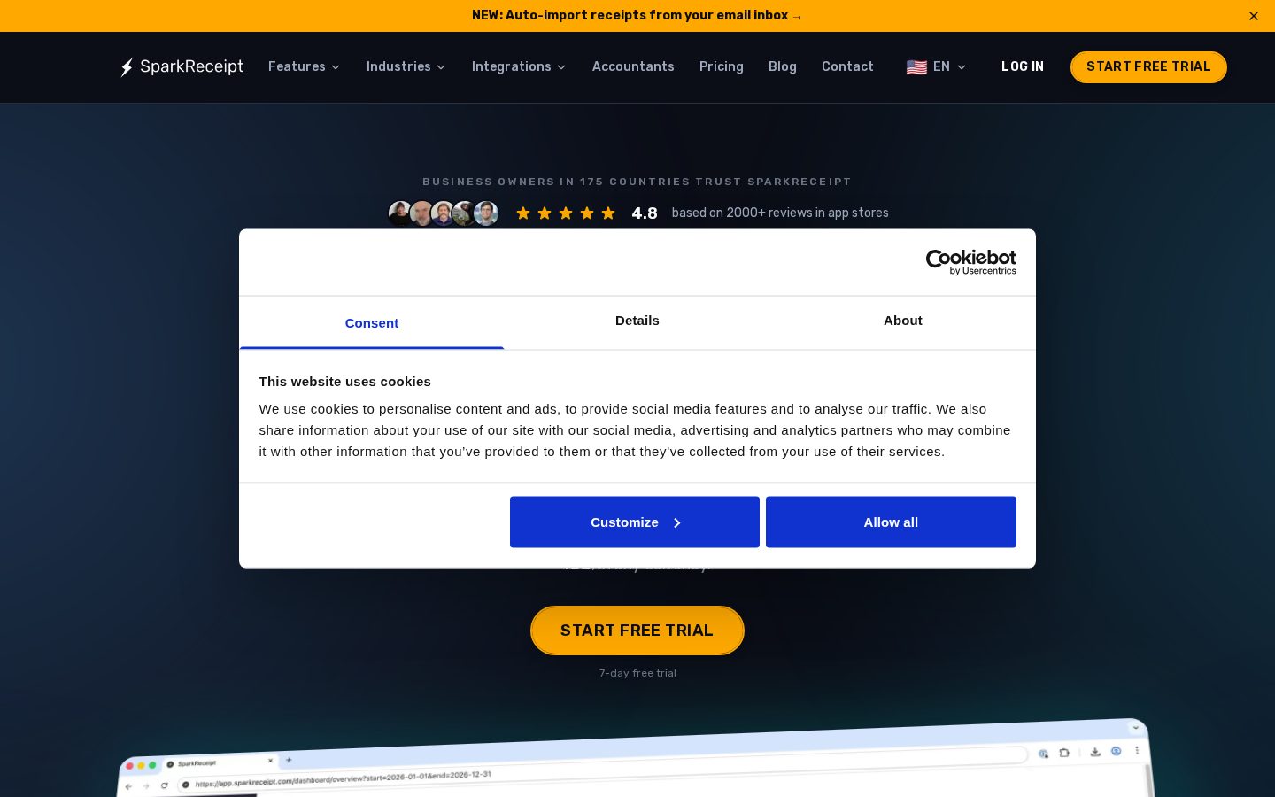 SparkReceipt Homepage