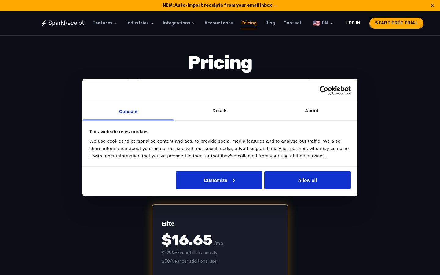 SparkReceipt Pricing